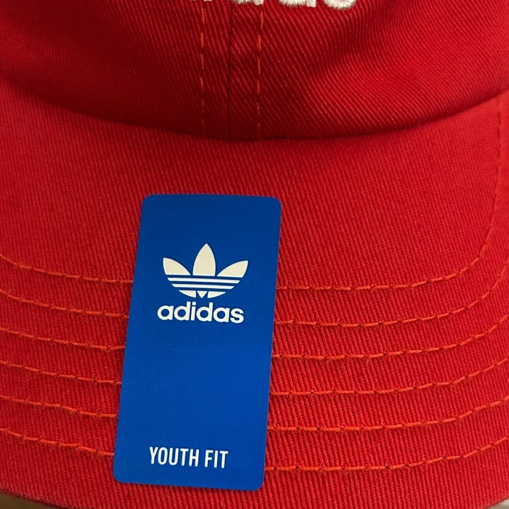 Adidas Originals Youth Red Trefoil Baseball Cap Adjustable Hat NEW